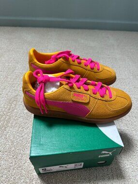 Puma Palermo Jr Sneakers Size 6 Youth Pink Gold Suede NWT Retro Gum Sole